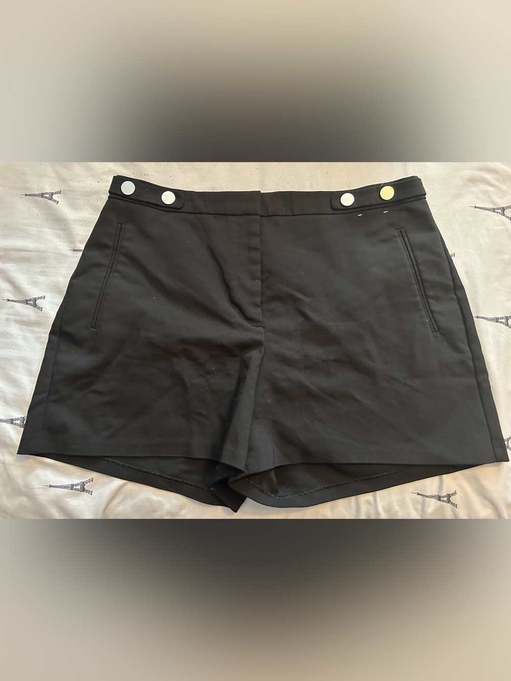 Express Black High-Waist Button Detail Shorts